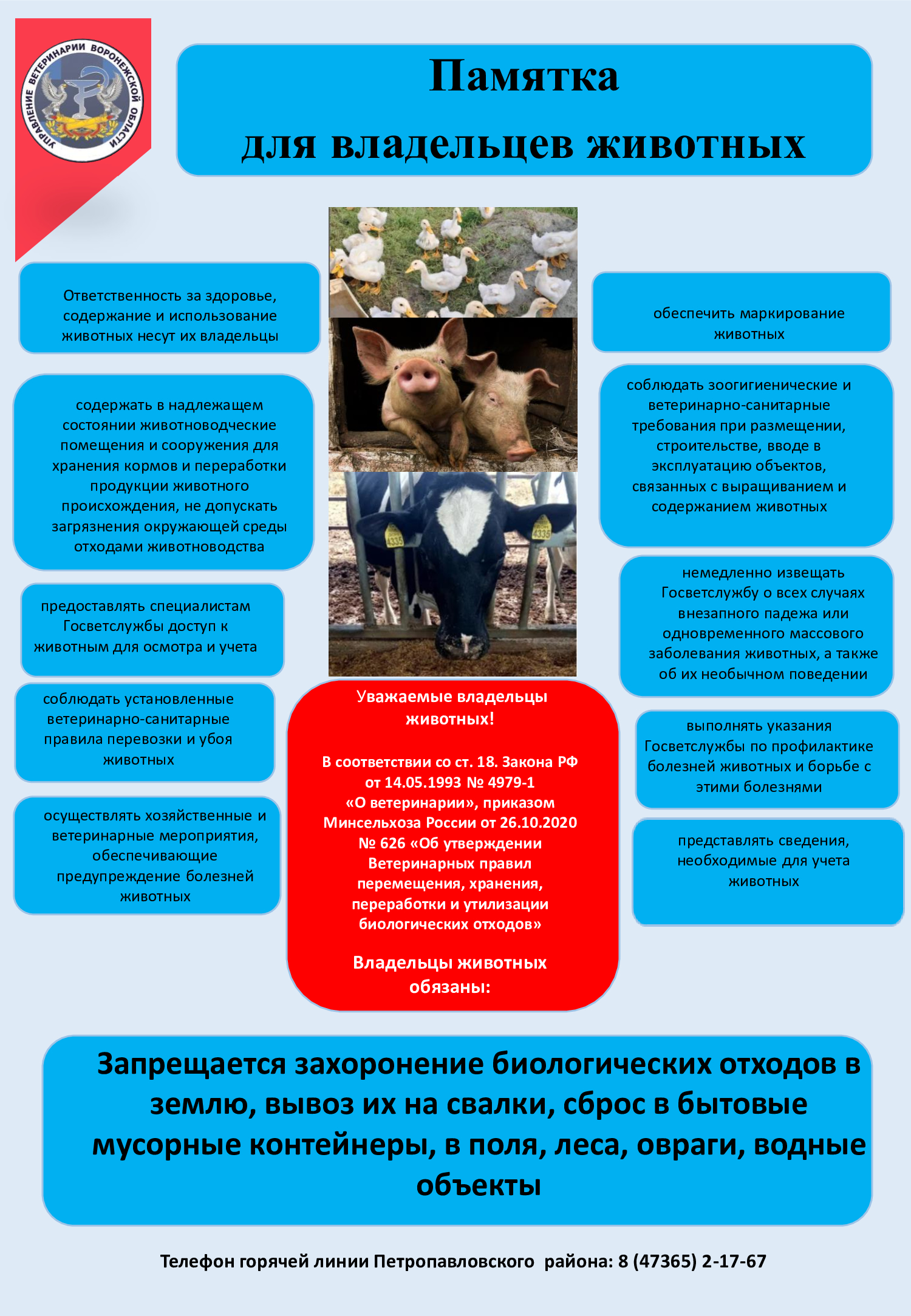 Петропавловка. Памятка для владельцев животных..